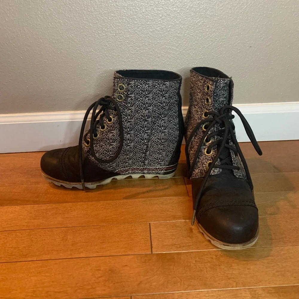 Sorel Black Pdx Leather Wedge black speckle size 8 - Picture 4 of 7